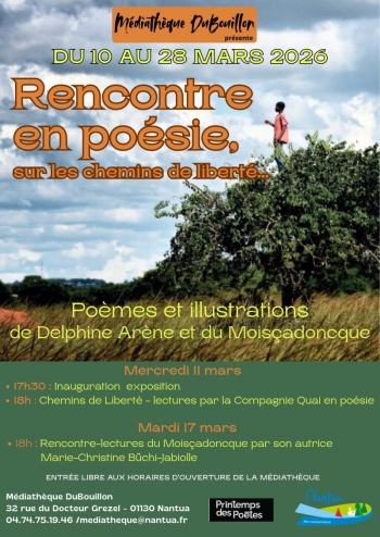 nantua,ain,rhône alpes,médiathèque nantua,printemps des poètes,exposition,littérature delphine arène